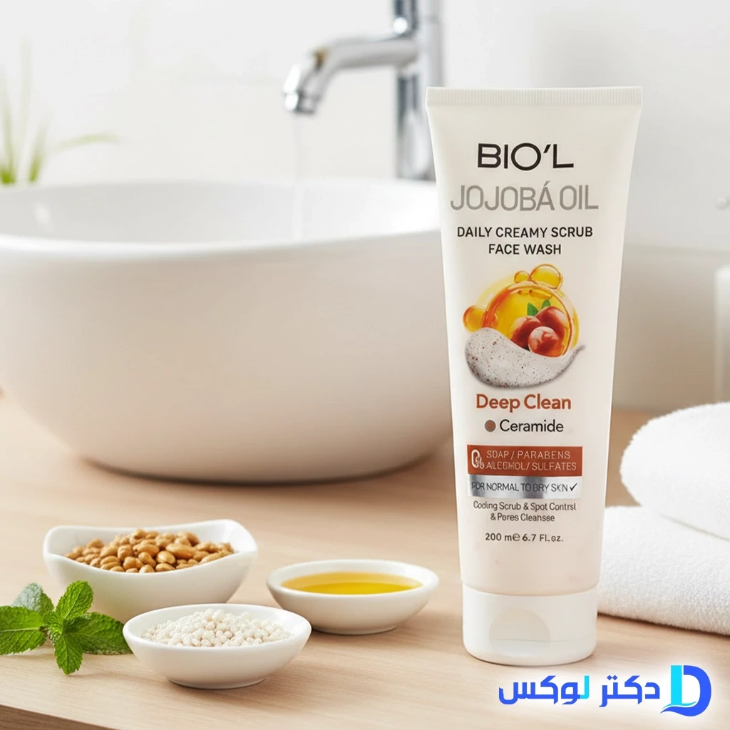 شوینده کرمی اسکراب دار روغن جوجوبا بیول